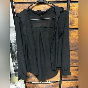 Sheer black button up